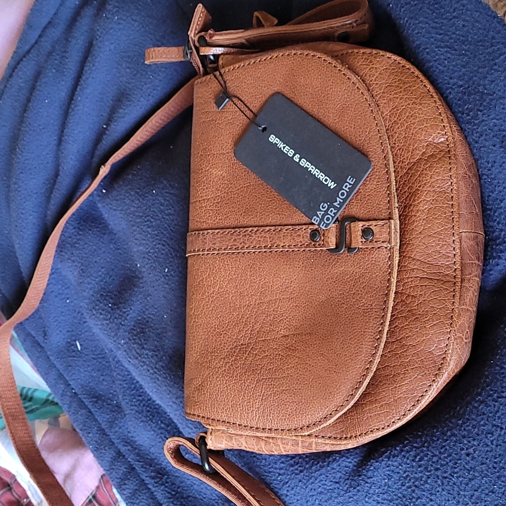 Spikes and Sparrow brown leather handbag